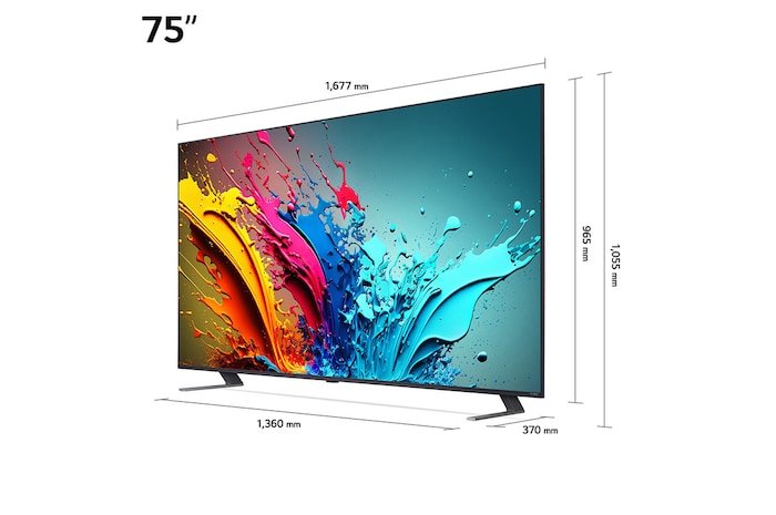 Vue latérale légèrement orientée vers la gauche de la TV LG QNED, QNED85